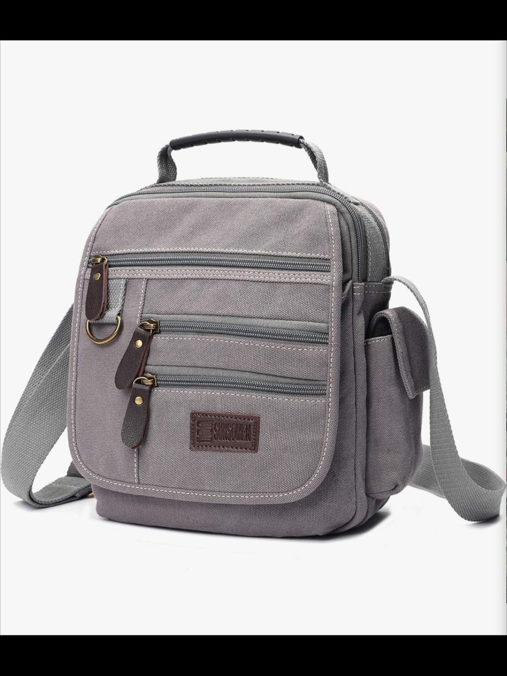 Canvas Messenger Crossbody Bag  Dark Gray - Second Photo Shows True Color - NEW